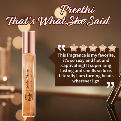 Plum BodyLovin | Smokin' Vanilla Eau De Parfum | Warm Long Lasting Vanilla Fragrance | Perfume Body Spray for Women | Vegan & Paraben Free | Travel Friendly | Sweet Scent | 15ml