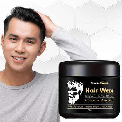 Smartdrops Hair Cream Wax | Hair Wax Men | Styling Wax | Glossy Finish | Shine | Strong Hold | For Men - 50gm | Cream Based Wax