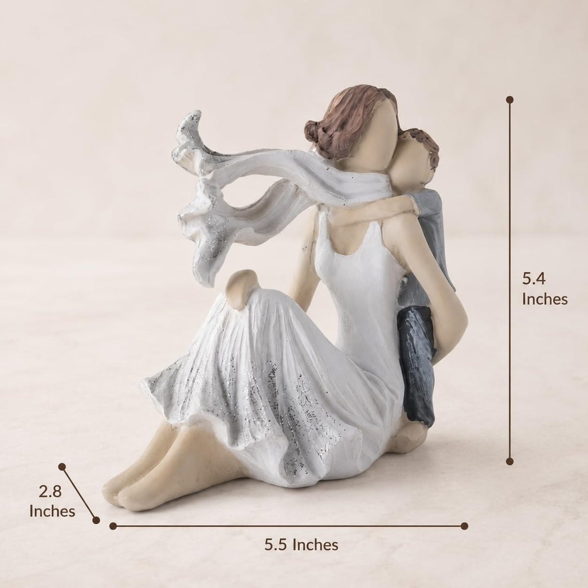 Mother and Baby Son Statue Showpiece, Handmade Mother and Child Sculpture for Home Decor, Birthday Gift, Table Top, Mother's Day, All Occasion (5.5x2.8x5.4 Inches)