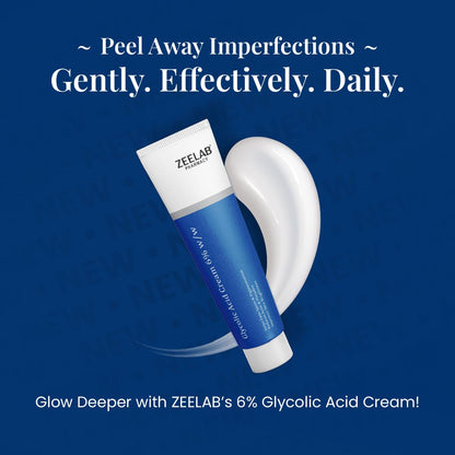 Zeelab Glycolic Acid 6% Cream for Acne, Dark Spots, Oily & Dry Skin, Acne Scars & Pigmentation – Exfoliating & Brightening 6 Percent Glycolic Acid Cream for Face – Dermatologist Recommended – 30g