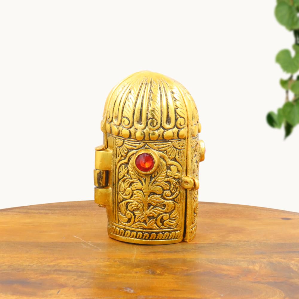 Gold Plated Foldable Ram Darbar Idol with Case Ram, Sita, Lakshman & Hanuman Statue for Home Dcor, Temple and Gifting