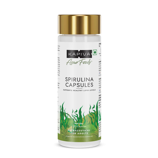 Kapiva Spirulina Capsules |120 Capsule| Contains 60% Protein | Boost Your Immunity | Free from Preservative & Pesticides | Spirulina Tablet