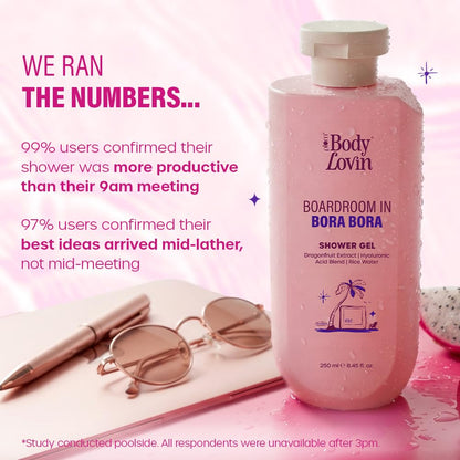 Plum BodyLovin’ Boardroom In Bora Bora Shower Gel | Hydrating & Brightening Body Wash | Dragonfruit Extract, Hyaluronic Acid Blend & Rice Water | Sweet Tropical Fragrance | 250 ml