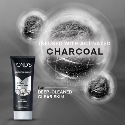 POND'S Pure Detox Face Wash 200 g|| Daily Exfoliating & Brightening Cleanser|| Deep Cleans Oily Skin - With Activated Charcoal for Fresh|| Glowing Skin