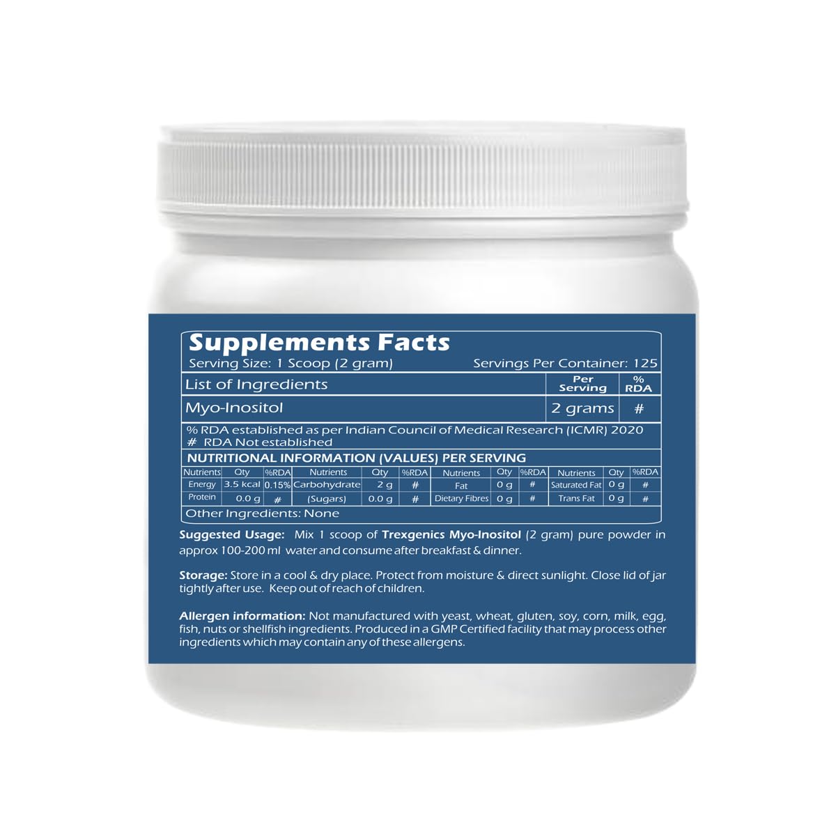 Supplement container with label on a white background