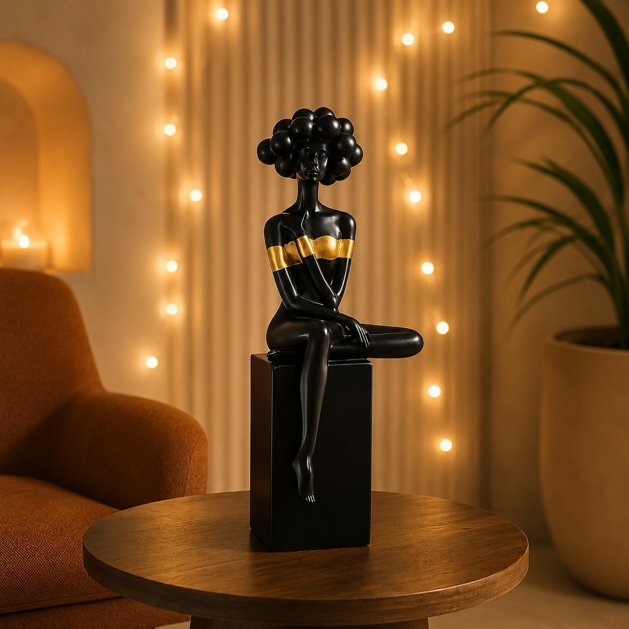 Xtore Modern Abstract Woman Figurine | Resin Home Decor Accent | Unique Art Piece for Living Room, Office, or Gallery | Contemporary and Stylish Design - Black
