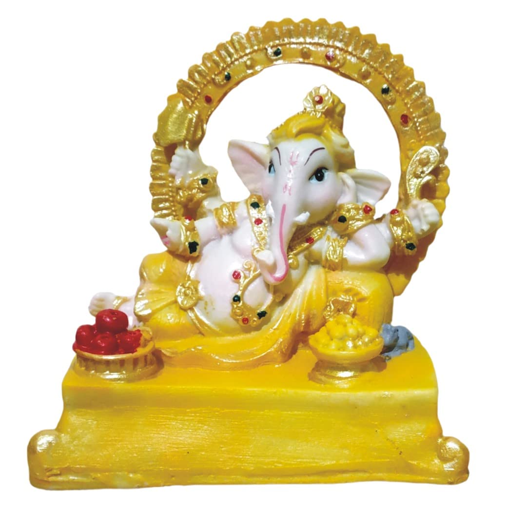 Ganesha Ganesh Ganpati Gajanan Statue Idol Murti Gift Item Decorative Showpiece Multicolor Polyresin Pack of 1 (B001)