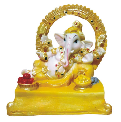 Ganesha Ganesh Ganpati Gajanan Statue Idol Murti Gift Item Decorative Showpiece Multicolor Polyresin Pack of 1 (B001)
