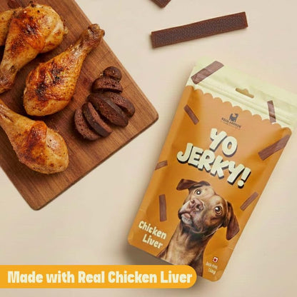 PETS EMPIRE Yo Jerky Chicken Liver Dog Treats, 100g | High Protein Soft Chew Snacks for Dogs | Made with Real Chicken & Sweet Potato | Grain-Free, HealthyR Eward for Puppies & Adult Dogs