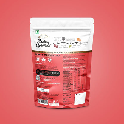 Nutty Gritties Mixed Nuts Dry Fruits - Mom's Superfood Mix - Roasted Almond, Pumpkin, Sunflower, Watermelon, Flax, Raisins, Black Currant, Cranberries, Blueberries, 200g