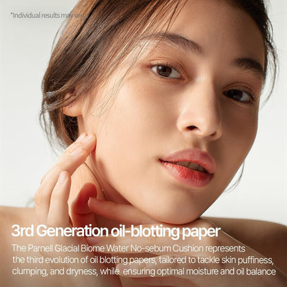 Parnell Glacial Biome Water No-Sebum Cushion (10g) Oil Control Matte Finish Sebum Controller Anti-Shine Cushion With Glacial Water, Absorbs Excess Sebum, Smooths Pores, Instantly Cool, Control Shine, Hydrates Skin