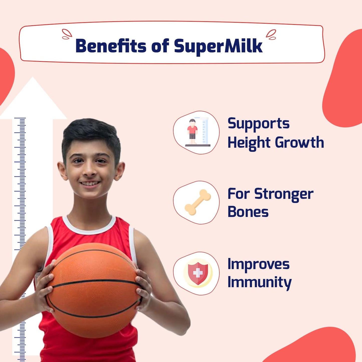 Gritzo SuperMilk Height+ (13+y Boys), 13g Protein Powder (Double Chocolate, 400g) | Zero Refined Sugar, 21 Vitamins & Minerals