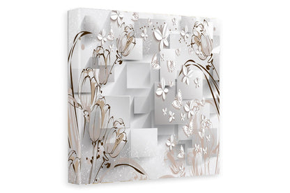 Printed Framed Canvas Painting for Home Decor Office Wall Studio Wall Living Room Decoration (22x22inch Wrapped) - 3D Floral Design