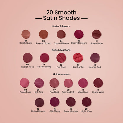 Swiss Beauty Satin Comfort Lipstick | Ultra-Hydrating | Highly Pigmented | Smooth Glide | Satin Matte Finish | One-Swipe Application | Shade- 2 Prime Rose, 3gm