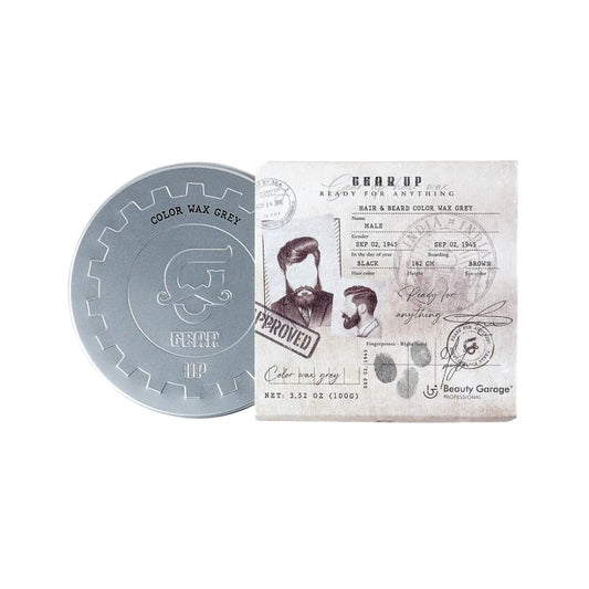 Beauty Garage Gear Up Hair & Beard Grey Color Wax 1-Day Color & Hold | Enriched with Avocado & Olive Oil, 100g