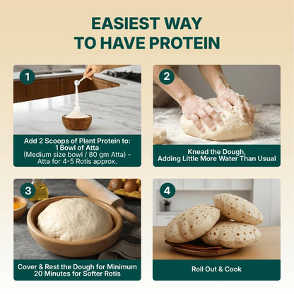 Good Monk Plant Protein for Rotis | Add to Atta - No Taste Change | 20 gm protein in 4 Rotis | From Pea, Brown Rice & Soy | Clean Protein & Gut Friendly Probiotics | All Essential Amino Acids | Stronger Muscles | No Added Sugar/Sweetener | 460 gm