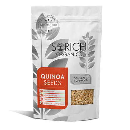 Sorich Organics Raw Quinoa Seeds for Eating Gluten Free Breakfast | High Protein and Fibre | Healthy Cereal for Breakfast | Ideal for Pilafs, Soups & Salads | High Protein & Fiber | Diet Food
