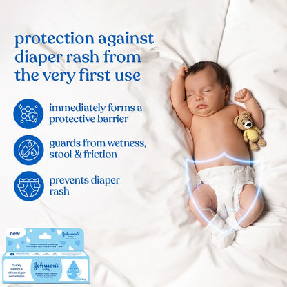 Johnson's Baby Diaper Rash Cream 20g | With Aloe Vera & Natural Beeswax | For All Skin Types Including Sensitive Skin | Clinically Proven, Soothes & Prevents Diaper Rash | No Parabens & Sulphates | Paediatrician Tested