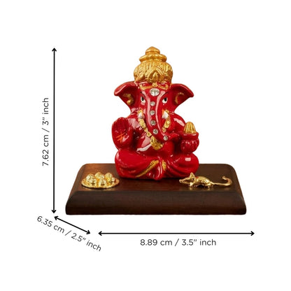 eCraftIndia Red Blessing Ganesha Statue | Lord Ganesha Idol for Home Decor Car Dashboard | Ganesh Ganpati Murti Gift for Diwali Housewarming Birthday