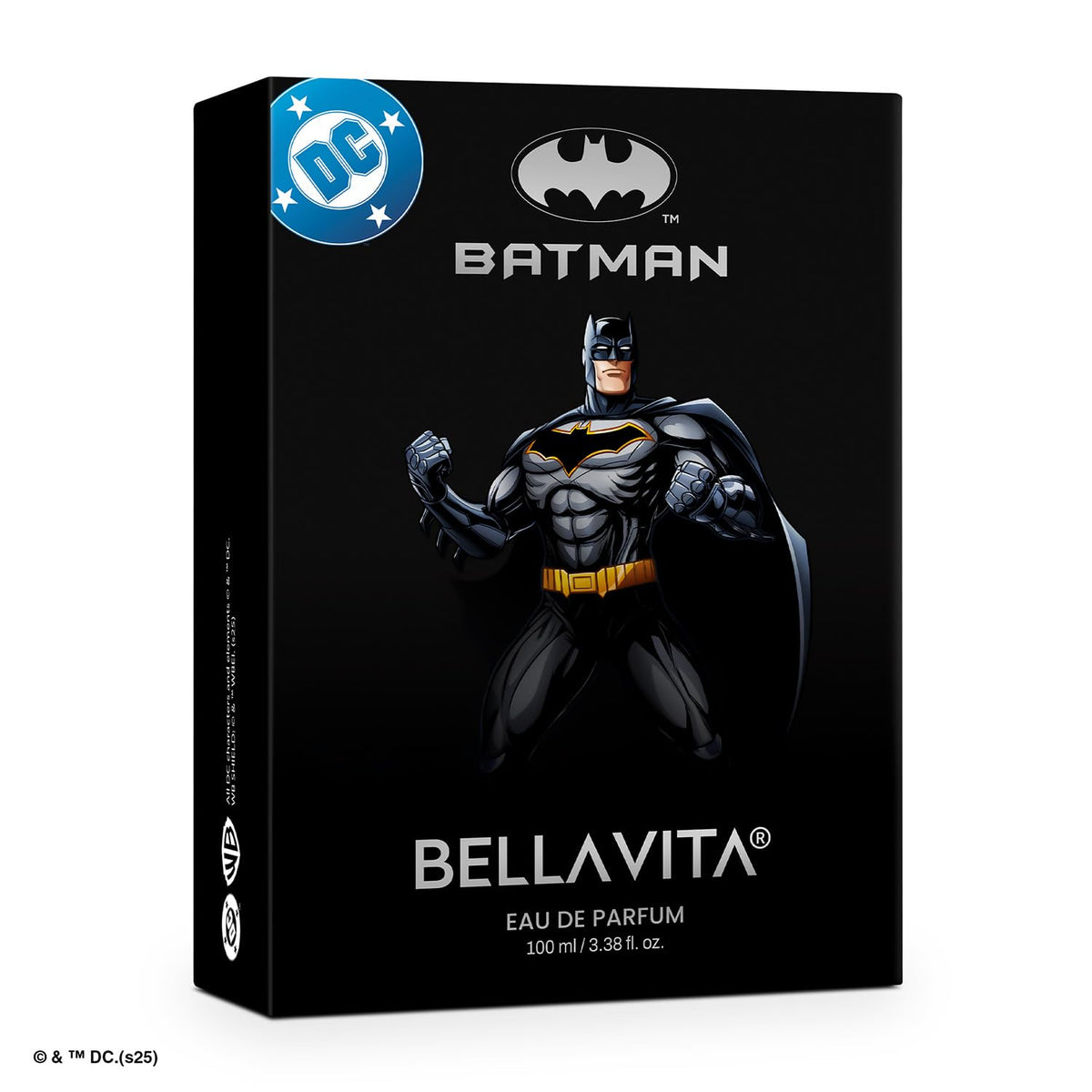 Bellavita Batman Eau de Parfum packaging on a white background