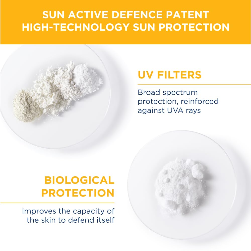 Sun protection product with UV filters and biological protection on a white background