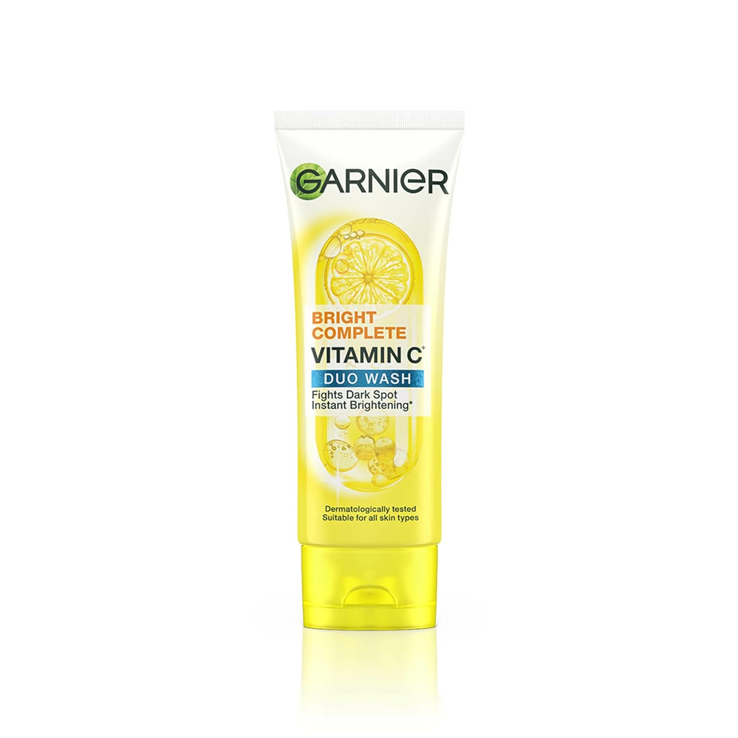 Garnier Bright Complete Vitamin C Duo Wash tube on a white background
