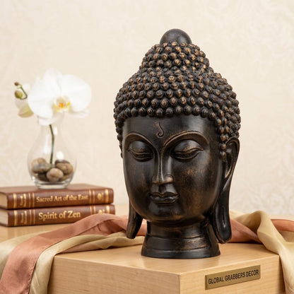 Buddha Idol Statue | Show Pieces for Home Decor Living Room (Antique Golden)