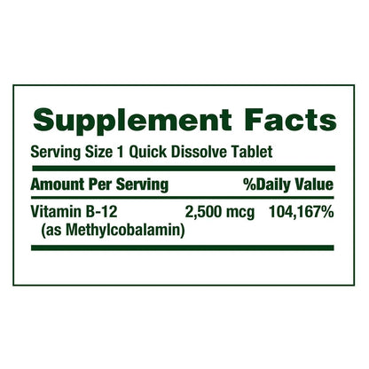 Nature B B-12 Methycobalamin, 300 Quick Dissolve Tablets