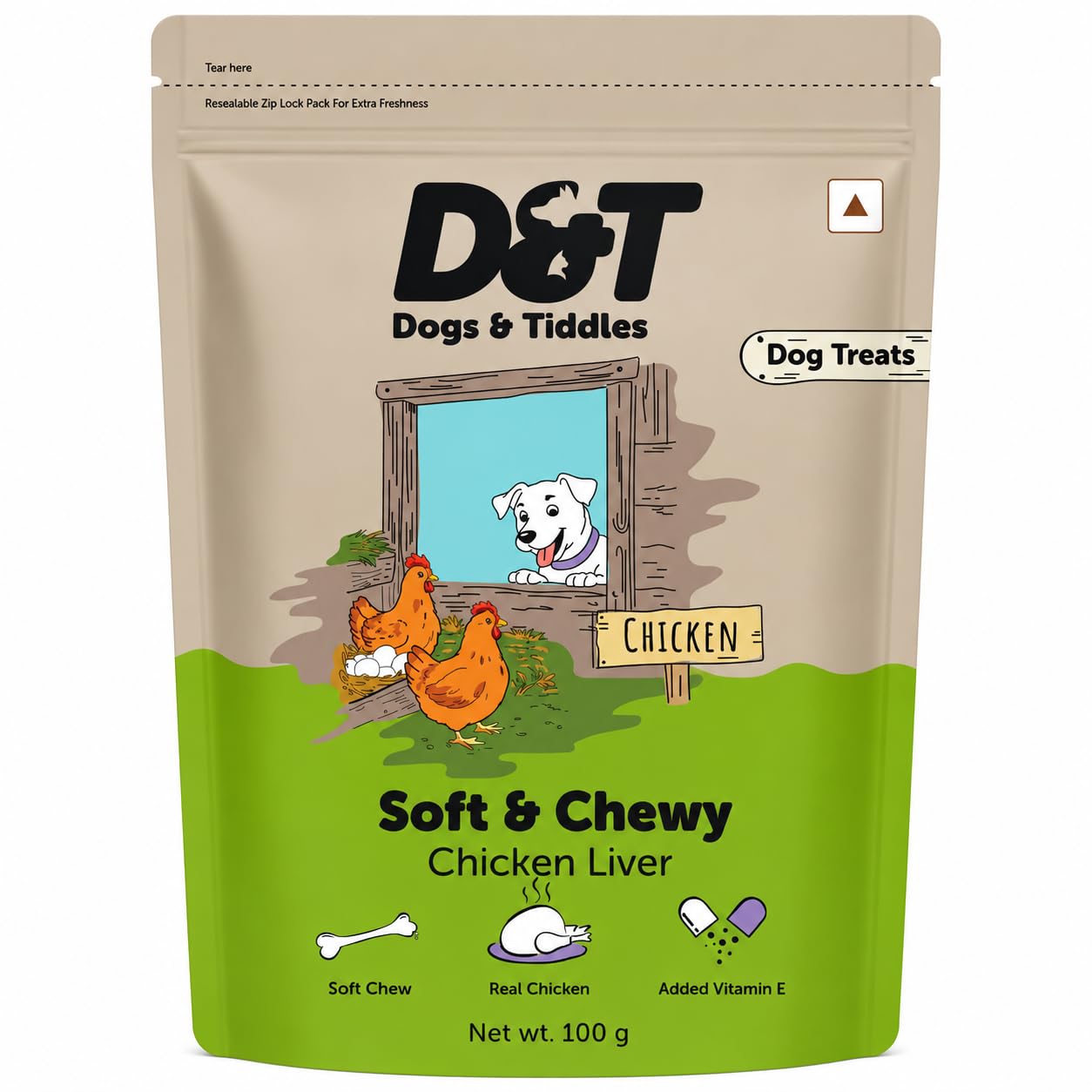 Dogs & Tiddles Chicken Liver Dog Treats, 100g | For Puppies & Adult Dogs, Soft & Chewy High-Protein, Supports Digestion & Muscle Health, Tasty Training Treats