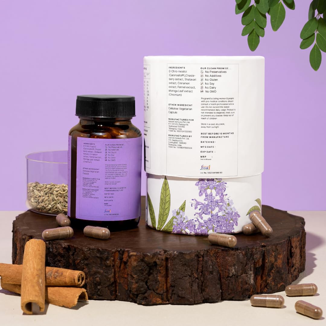 Zephivo Earthful PCOS Balance Capsules | 100% Plant Based | Hormonal Support with Shatavari & Cinnamon | Inositol, Chasteberry To Regulate Cycles, Fight Acne Naturally & Balance PCOS | 30 Capsules