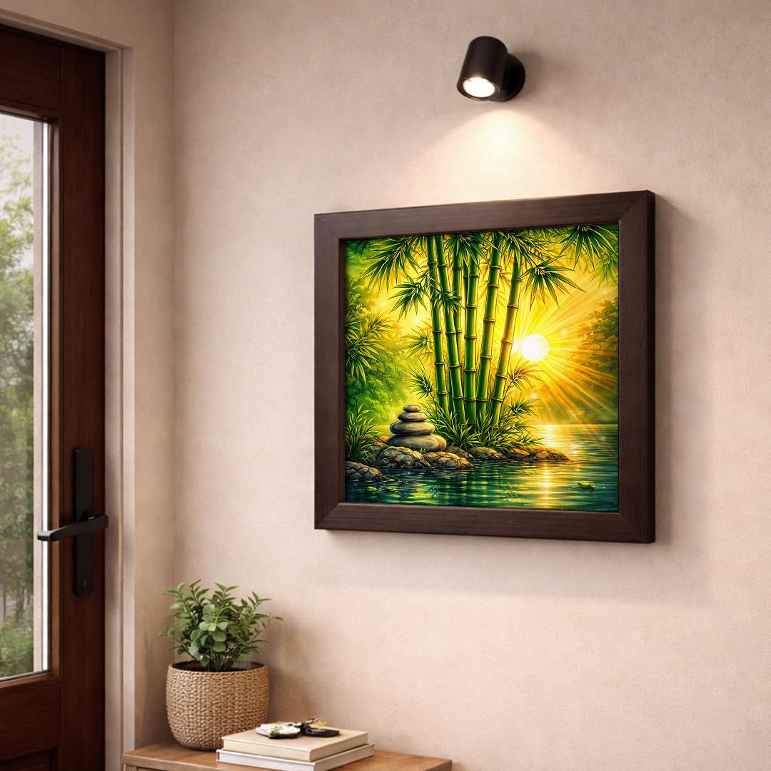 Bamboo Forest Vastu Calm Zen Nature Harmony Green Serenity Tranquil Framed Poster Artwork Decor Painting