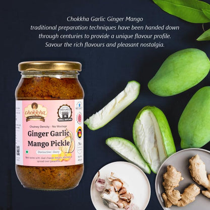 Chokkha Traditional Homemade Mango Garlic Pickle | Sarso Mustard Oil | No Colour | 400 Gm