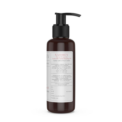 Sadhev Ayurvedic Facial Cleansing Oil With Triphala, Safron, and Rosa Centifolia for Removing Makeup, Hydrating and Moistuizing Cleanser Suitable For All Skin Types