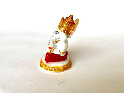 Ganesha Idol Sitting Position for Home Decor Polyresin Material, Suitable for car Dashboard, Home, Table/Showpiece for Living Room 12x5x7 cm (Red)