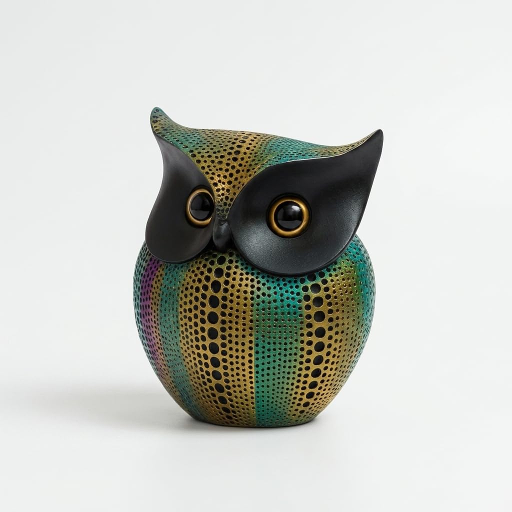 Xtore® Modern Classy Lucky Owl Resin Art Figure Showpiece -(Pack of 1,Multicolor)