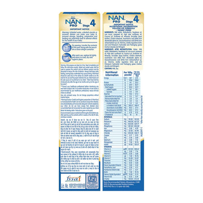 Nestlé NAN PRO 4 Follow-Up Formula Powder After 18 months, Up to 24 months, Stage 4, 400g Pouch in Box