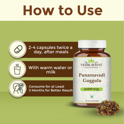 Punarnavadi Guggulu - Natural Diuretic | Promotes Healthy Liver & Kidney Functions | Ayurvedic Supplement For Swelling 60 Tab ((Pack-1))