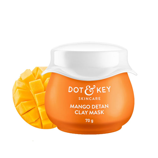 Zephivo Dot & Key Mango Detan Tan Removal Clay Mask | Clay Mask for Face with Glycolic & Lactic | Great for All Skin Types | Fresh Juicy Mango Fragrance | 70gm
