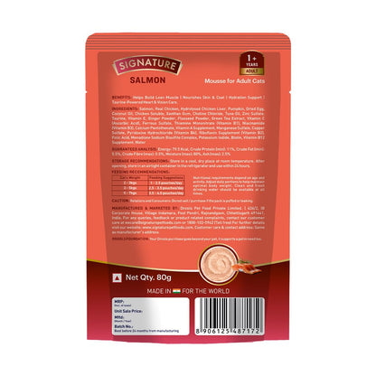 Grain Zero Adult Cat Wet Mousse 80gm | Salmon | Rich in Protein, Promotes Hydration & Easy to Digest | Grain Free, No Artificial Flavours | Packed with Essential Vitamins & Antioxidants