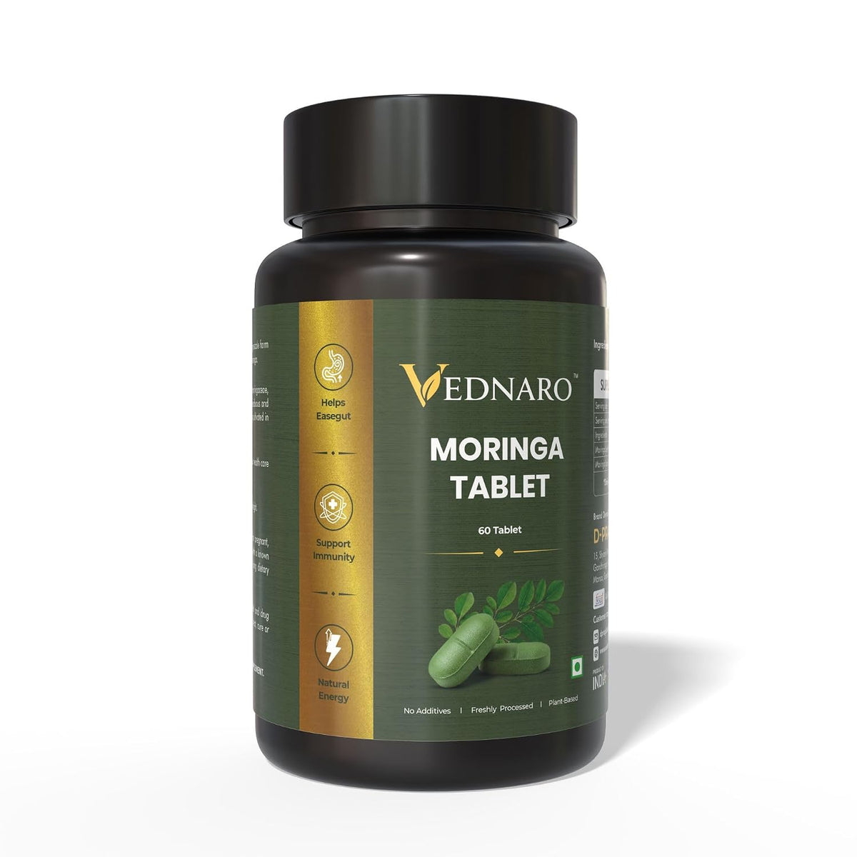 VEDNARO Moringa Tablets 60 Count | Herbal Supplement for Daily Wellness | Plant-Based Moringa Leaf Tablets | Supports Energy & Immunity
