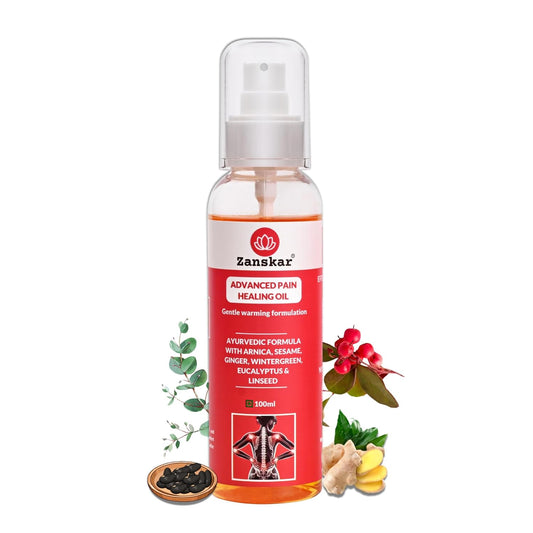 Zanskar Advanced Pain Healing Oil - 100 ml | Triple-Action Relief from Back Pain, Knee Pain, Inflammation | Natural Ayurvedic Formula - Black Sesame, Ginger & Eucalyptus | Fast-Absorbing & Non-Greasy (Pack of 1)