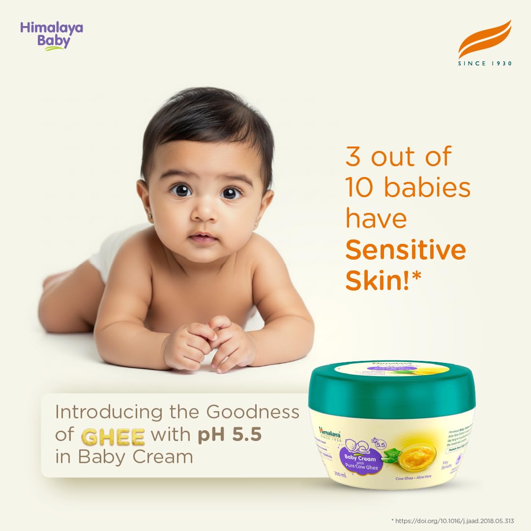 Himalaya Baby Cream with Pure Cow Ghee & pH5.5 (50ml)| Moisturizes & nourishes Skin All Day Long | for Dry and Sensitive Skin