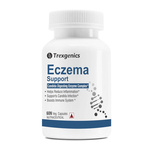 "Trexgenics ECZEMA SUPPORT Candida Digesting Enzyme Complex with Pepsin, Bromelain, Papain, Cellulase, Pancreatin, Ox Bile (45% Cholic Acid), Betaine HCL Calcium sulfate (60 Capsules)" (Pack of 1)