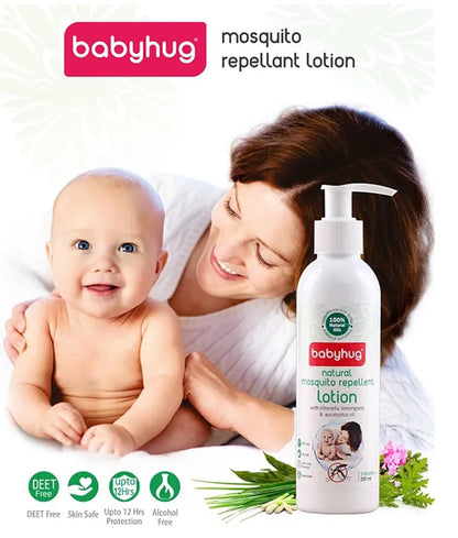Babyhug Natural Mosquito Repellent Lotion, 200 ml, with Citronella, Lemongrass and Eucalyptus Oil