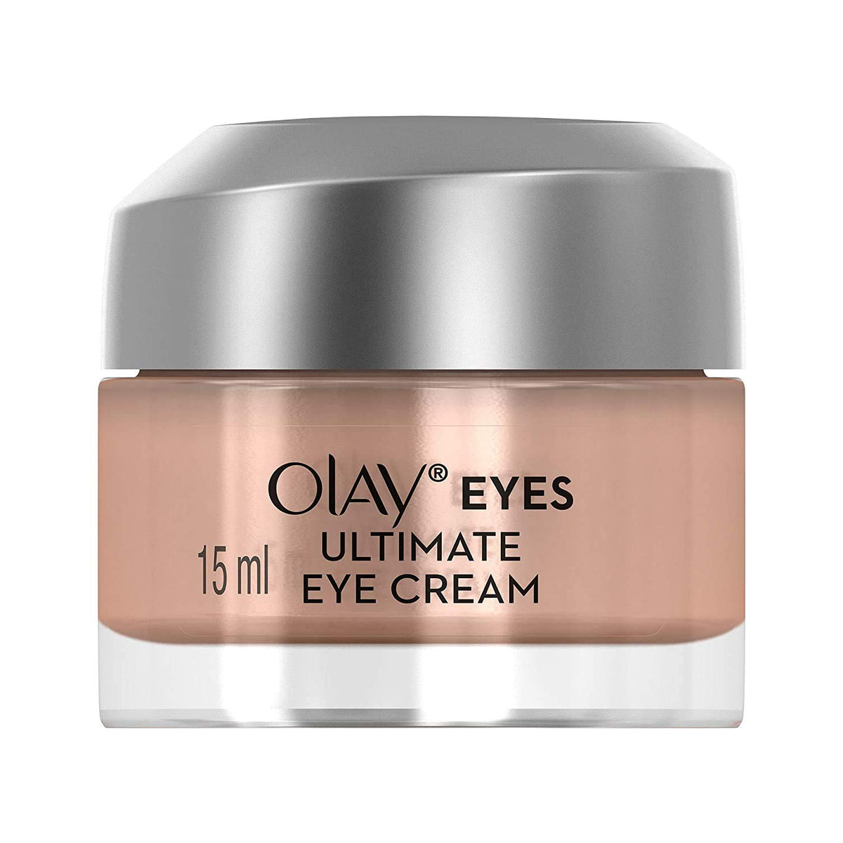 Olay Ultimate Eye Cream jar on a white background