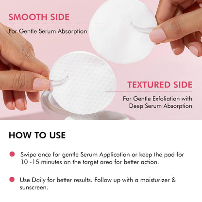 Product packaging with smooth and textured sides for serum absorption, on a pink background.