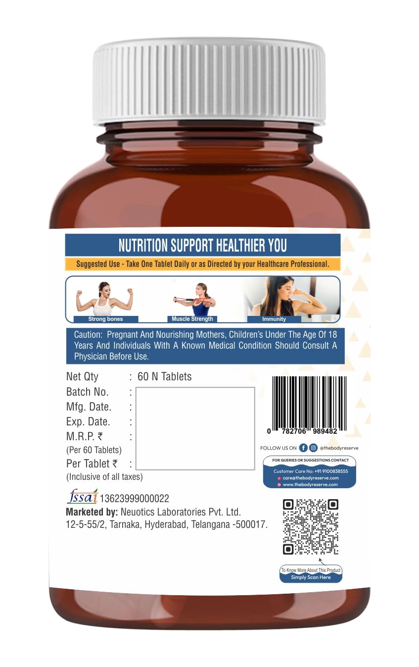 Nutritional supplement bottle with label on a white background