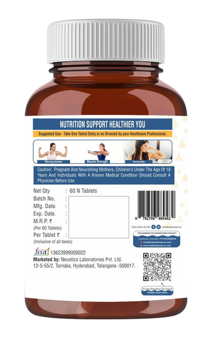 Nutritional supplement bottle with label on a white background