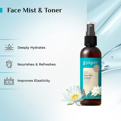 Pilgrim Korean Beauty White Lotus Refreshing Face Mist & Toner | Toner for glowing skin | Alcohol-Free Mist & toner for open pores Tightening | Korean skin care products | Women & Men | 100 ml