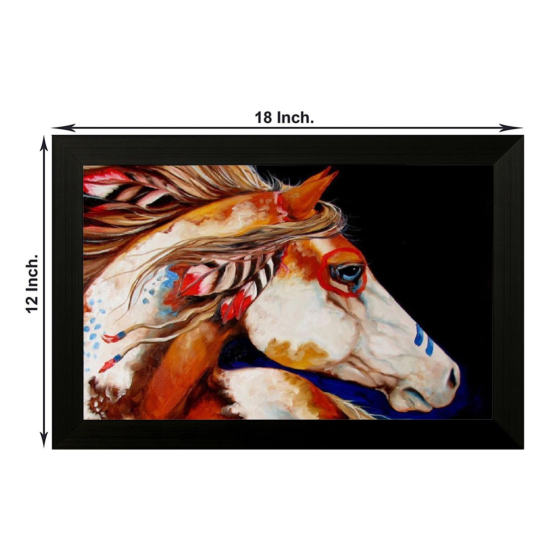 'Single Horse Design' Canvas Framed Painting (Vinyl Board, 45.72 cm x 2.54 cm x 30.48 cm, UV Texture)